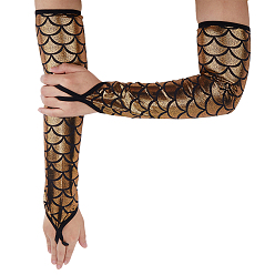 Золотистый Перчатки из полиэстера с рыбьей чешуей, перчатки без пальцев для женщин и девочек, золотые, 472x113x2 мм
