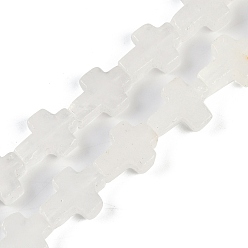 Хрусталь Природных кристаллов кварца бисер нитей, крест из горного хрусталя, 15x11.5x4.5 мм, отверстие : 0.7 мм, около 25 шт / нитка, 15.75'' (40 см)