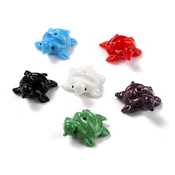 (52) Непрозрачная лаванда Бусины лэмпворк , черепаха, разноцветные, 18.5x16.5x8 мм, отверстие : 1.6 мм