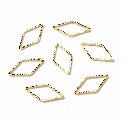 Echt 24 k vergoldet Messing Verbinderring, langlebig überzogen, cadmiumfrei und bleifrei, Karo, echt 24 k vergoldet, 14~14.5x7~7.5x1 mm, Innendurchmesser: 13x6 mm
