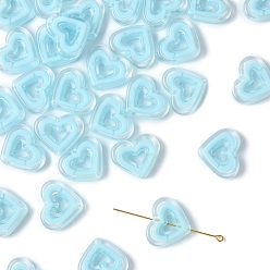 Бледно-бирюзовый 30шт акриловые бусины, бусина в бусине, сердце, бледные бирюзовая, 19.5x23x6 мм, отверстие : 3 мм