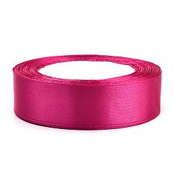 Hot Pink Single Face Satin Ribbon, Polyester Ribbon, Hot Pink, 1 inch(25mm) wide, 25yards/roll(22.86m/roll), 5rolls/group, 125yards/group(114.3m/group)