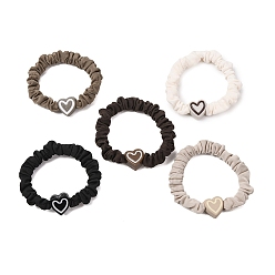 (52) Непрозрачная лаванда Эластичные аксессуары для волос из полиэстера, сердце, со сплавочной фурнитурой, для девочек или женщин, резинка для волос / резинки для волос, разноцветные, 8.5 мм, внутренний диаметр: 40 мм, о 5 шт / комплект