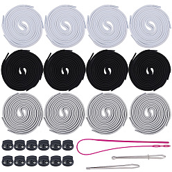 Mixed Color Sewing Tools Set, with Elastic Threaders Wear Elastic Band Tool, Polyester Cord, Stainless Steel Drawstring Threader and Tweezers Steel Bodkin, Mixed Color, 58.2cm