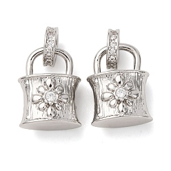 Платина Латунные микро проложить кубического циркония подвески, запирать, стойки покрытие, долговечный, платина, 21 мм, отверстие : 5 мм
