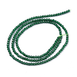 Green Glass Beads Strands, Imitation Quartz, Faceted, Round, Green, 2mm, Hole: 0.5mm,  about 175pcs/strand, 14.9 inch(38cm)