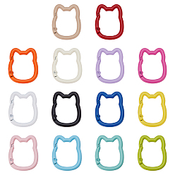 (52) Непрозрачная лаванда 14 шт. 14 цвета краска для выпечки цинковый сплав пружинные затворные кольца, форма кошки, разноцветные, 35x28x4 мм, 1 ПК / цветов