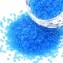 Deep-Sky-blau 15/0 transparente böhmische Glasperlen, Runde, Deep-Sky-blau, 1.5x1 mm, Bohrung: 0.5 mm, ca. 500 g / Beutel