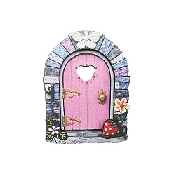 Персиковый Слойка Украшения для деревянных дверей, миниатюрная волшебная дверь на елку, для дома, садовые украшения, клубничная дверь, розовые, 100x95 мм