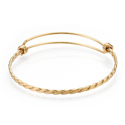 Real 18K Gold Plated Adjustable 304 Stainless Steel Expandable Bangle Making, Real 18K Gold Plated, 60mm, 3.5mm