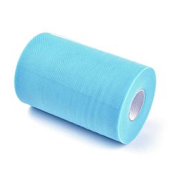 Sky Blue Deco Mesh Ribbons, Tulle Fabric, Tulle Roll Spool Fabric For Skirt Making, Sky Blue, 6 inch(15cm), about 100yards/roll(91.44m/roll)
