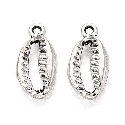 Античное Серебро Сплавочные подвески тибетского стиля, подвески в форме ракушек, без кадмия и без свинца, античное серебро, 19.5x9.5x3.5 мм, отверстие : 1.6 мм