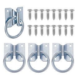 Platino 4 piezas de hebilla fija de hierro, gancho para colgar en la cama, con 16 piezas 304 tornillos para muebles de acero inoxidable, Platino, 55x62x24 mm, agujero: 6.5 mm