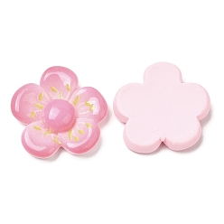 Ярко-Розовый Непрозрачные кабошоны из смолы, цветок, ярко-розовый, 27x27x6 мм
