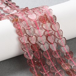 Клубничный Кварц Природного кварца клубники нитей бисера, сердце, 6x6x2 мм, отверстие : 0.7 мм, около 71 шт / нитка, 15.55'' (39.5 см)