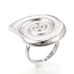 Платина Латунные регулируемые открытые манжеты для женщин, без кадмия и без свинца, раковина, платина, регулируемый, 28.5x24.5 мм