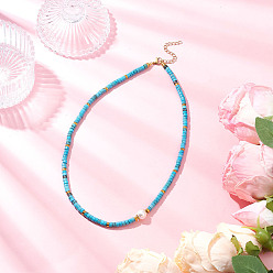 Средний Бирюзовый Ожерелья из круглых ракушечных жемчужин и окрашенного натурального магнезита в стиле хейши, золотые, средне бирюзовый, 16.34 дюйм (41.5 см)