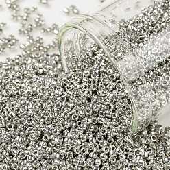 (714) Metallic Silver Toho runde Rocailles, japanische Rocailles, (714) metallisches Silber, 15/0, 1.5 mm, Bohrung: 0.7 mm, über 3000pcs / Flasche, 10 g / Flasche
