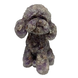 Аметист Украшение для выставки собак из смолы, с кусочками натурального аметиста внутри статуй для украшения домашнего офиса, 55x55x100 мм