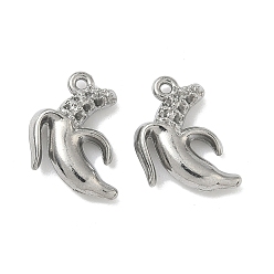 Банан 304 подвески из нержавеющей стали, фруктовое очарование, банан, 16x11.5x3.5 мм, отверстие : 1 мм