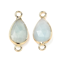 Flower Amazonite Подвески-шармы в виде натуральных цветов амазонита и латунных соединителей, слезные ссылки, граненые, 20.5~21x9.5x4.5 мм, отверстие : 2 мм
