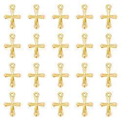 Настоящее золото 18K 20 латунные подвески шт., крест прелести, без кадмия, без никеля и без свинца, реальный 18 k позолоченный, 10.4x8x2.5 мм, отверстие : 1.2 мм