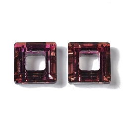 Средний Фиолетово-красный Подвеска из прозрачного гальванического стекла, с половиным покрытием цвета радуги, граненые, квадратный, средне фиолетовый красный, 14x14x5 мм, отверстие : 6.8 мм