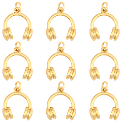 Настоящее золото 18K 10подвески из латуни с гальваническим покрытием, с прыжковых колец, наушник, без кадмия и без свинца, долговечный, реальный 18 k позолоченный, 17.5x14.5x7 мм, отверстие : 3 мм