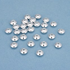 Серебро 201 из нержавеющей стали разделительные бусины, диск, серебряные, 7x3.5 мм, отверстие : 2 мм