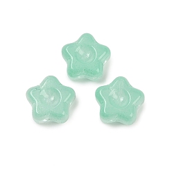 Средний Аквамарин Прозрачные стеклянные бусины, звезда, спекающийся лак, средний аквамарин, 10.5x11x5 мм, отверстие : 1 мм