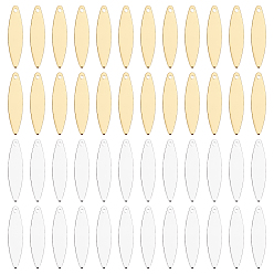 Платиновый & Золотой Латунные подвески, штамповка пустой метки, овальные, платиной и золотом, 23.5x5.5x0.5 мм, отверстие : 1 мм, 2 цветов, 50 шт / цвет, 100 шт / коробка