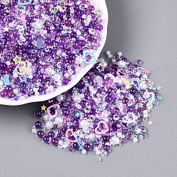 Темно-Фиолетовый Пластик, смола и стекло, блестящий нейл-арт с глиттером, маникюрные блестки, diy sparkly paillette советы ногтей, разнообразные, темно-фиолетовый, 2~6x2~7x0.3~1.5 мм, около 28125 шт / упаковка