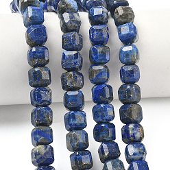 Ляпис-Лазурь Нитки бусины из натурального ляписа-лазури, граненый стол, вырезанный куб, 8.5~9.8x8.5~9.8x8.5~9.8 мм, отверстие : 0.8~1.2 мм, около 45~46 шт / нитка, 14.96~15.47 дюйм (38~39.3 см)