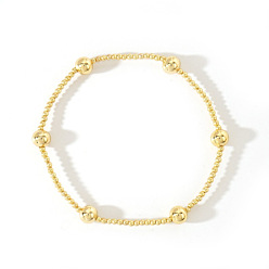 Golden Runde, elastische Armbänder aus Messing im böhmischen Stil, golden, 6.89 Zoll (17.5 cm)