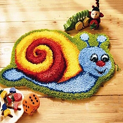 Snail DIY Latch Hook Rug Kit, DIY Rug Crochet Yarn Kits, Including Color Printing Mesh Embroidery Pad, Acrylic Fiber Wool, Instruction, Snail, 445x520x2mm