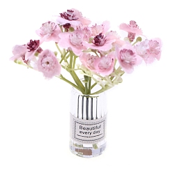 Pink Пластиковые цветочные миниатюрные украшения, со стеклянной вазой, аксессуары для кукольного домика с микро-ландшафтом, притворяясь опорными украшениями, розовые, 80x70x20 мм