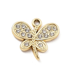 Золотой Подвески из сплава и страза, УФ-покрытием, бабочка, золотые, 18.5x19x2.5 мм, отверстие : 1.8 мм