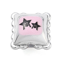 Square Printed Opaque Acrylic Beads, Star Cushion, 19x19x14.5mm, Hole: 3mm