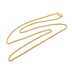 Настоящее золото 18K 1.5мм стойка покрытие латунь пшеница цепи ожерелья для женщин мужчин, без кадмия и без свинца, 901 застежка из нержавеющей стали, долговечный, реальный 18 k позолоченный, 23.62 дюйм (60 см)