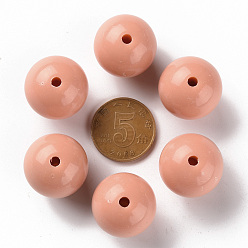 Dark Salmon Opaque Acrylic Beads, Round, Dark Salmon, 20x19mm, Hole: 3mm, about 111pcs/500g
