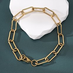 Золотой 304 цепи из нержавеющей стали, браслеты вытянутые удлиненные тросовые цепи, с омаром застежками, золотые, 8-1/2 дюйм (21.5 см)