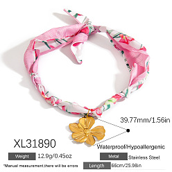 Цветок 304 ожерелья-шарфы с подвесками из нержавеющей стали, золотые, цветок, 25.98 дюйм (66 см), Кулон : 39.77 мм