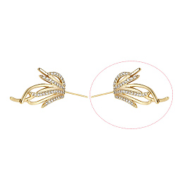 Golden Brass Micro Pave Clear Cubic Zirconia Fishtail Head Pins, for Baroque Pearl Making, Golden, 36x14mm