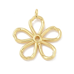 Настоящее золото 18K Стойки обшивки латунные подвески, долговечный, без свинца и без кадмия, , реальный 18 k позолоченный, 28.5x25.5x2 мм, отверстие : 2.4 мм