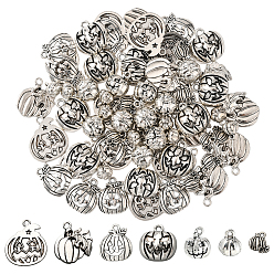 Античное Серебро 70 шт 7 подвески из сплава в тибетском стиле, тыква, Хэллоуин тема, античное серебро, 9~20.5x8~19x1~12.5 мм, отверстие : 1.2~2 мм, 10 шт / стиль