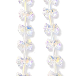 Прозрачный АВ Стеклянные бусины с гальваническим покрытием , с покрытием AB цвета, бантом, ясно AB, 7x10x4 мм, отверстие : 1 мм, около 50 шт / нитка, 20.08'' (51 см)