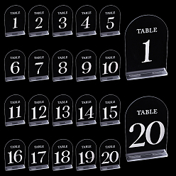 Прозрачный 20 шт. 20 стили акриловые настольные тарелки для украшения витрины, для свадьбы, ресторан, украшения на день рождения, числа 1 по 20, прозрачные, 120x29.5x185 мм, 1 шт / стиль