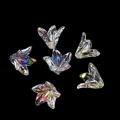 Прозрачный Прозрачные акриловые колпачки, УФ-покрытие переливающееся, цветок, прозрачные, 15.5x16x12 мм, отверстие : 1.2 мм