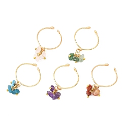 Золотой Женские манжеты-кольца из плетеных бусин с натуральными драгоценными камнями, золотые, 6.5 мм, внутренний диаметр: регулируемый