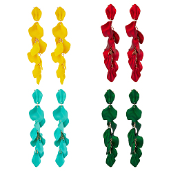 (52) Непрозрачная лаванда 4 пары 4 цветные акриловые серьги-гвоздики с лепестками, латунные серьги-кластеры для женщин, разноцветные, 120x25 мм, 1 пара / цвет